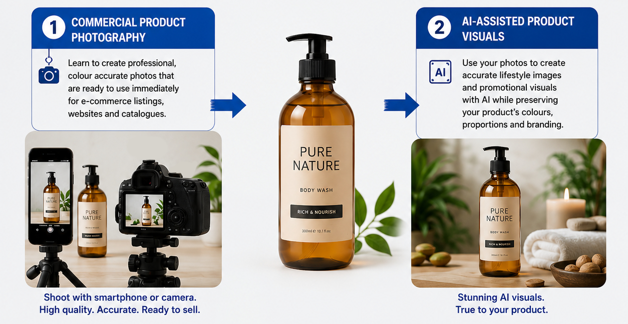 SuccessKey workshop message showing product photography and AI-assisted product visuals